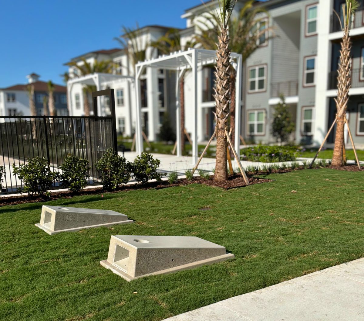 Finished playground and gathering space at a Southeast community